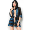 Chilirose - Cr 3837 Pegnoir Bleu & Noir S/M